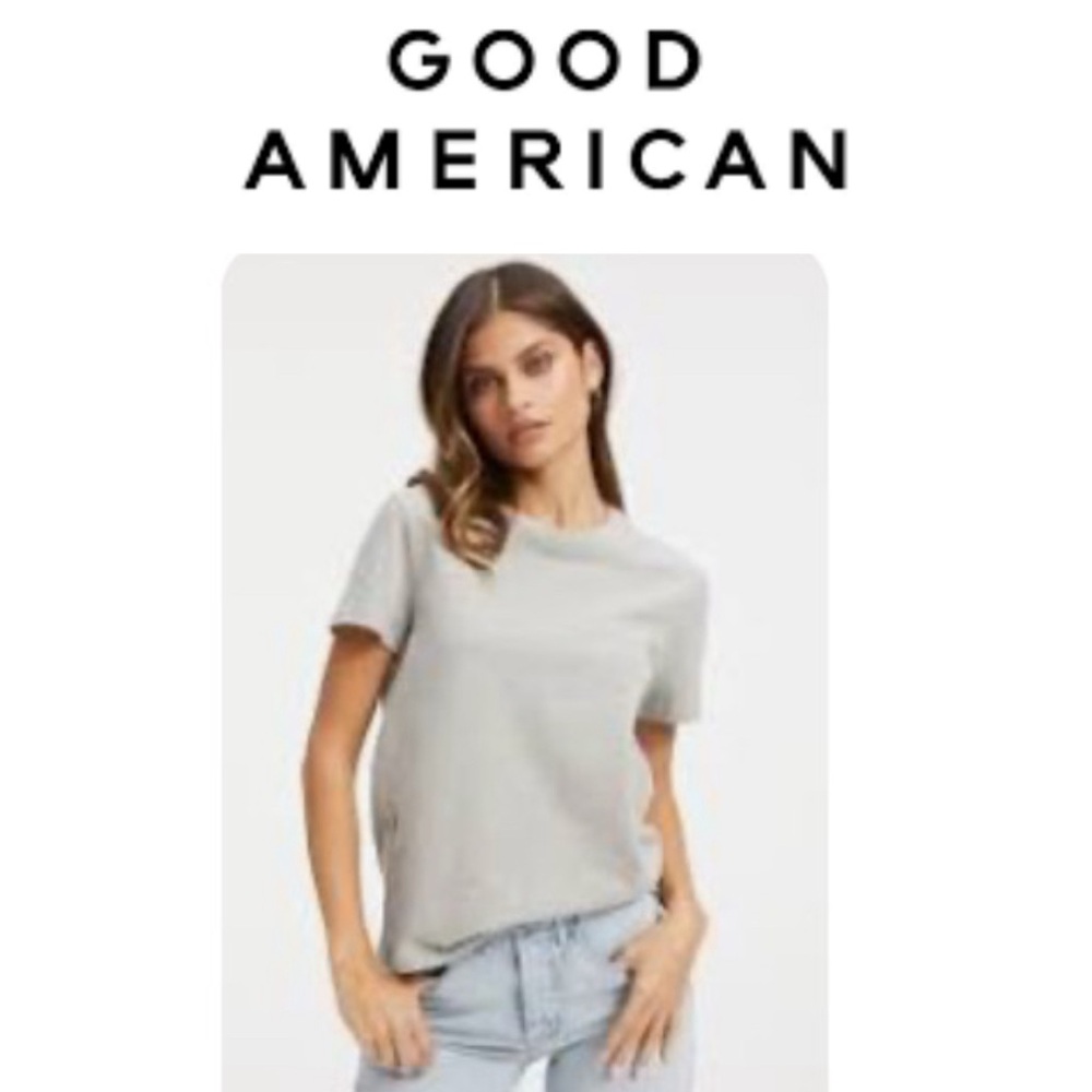 Good American Tee In Heather Grey Cotton Classic Tee